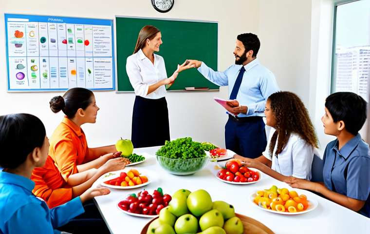 웰빙코디네이터와 건강 목표 설정 기술 - **Image Prompt:** A group of diverse individuals participating in a fully clothed yoga class in a su...