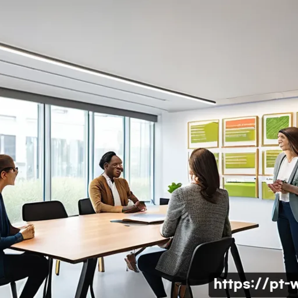 웰빙코디네이터와 산업 동향 - **Image Prompt 1: The Empathetic Heart of the Workplace**
    A vibrant, sunlit modern office space,...