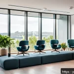 웰빙코디네이터와 관련된 최신 트렌드 - A modern corporate office with diverse professionals engaged in wellness activities: flexible worksp...