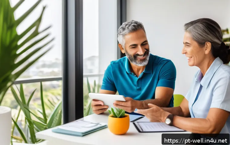 웰빙코디네이터와 건강 목표 분석 - A wellness coach conducting a personalized health consultation with a middle-aged Brazilian client i...
