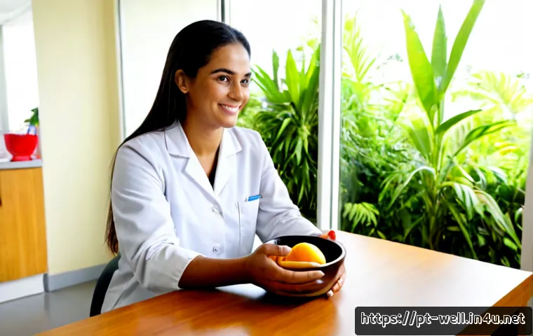 웰빙코디네이터와 고객 신뢰 구축 방법 - Photorealistic wellness coordinator in a bright Brazilian clinic warmly listening to an adult client...