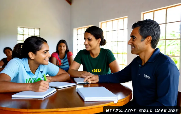 Home 30 웰빙코디네이터를 위한 스터디 그룹 운영 - Photorealistic wellness coordinator leading a small study group of diverse Brazilian adults in a bri...